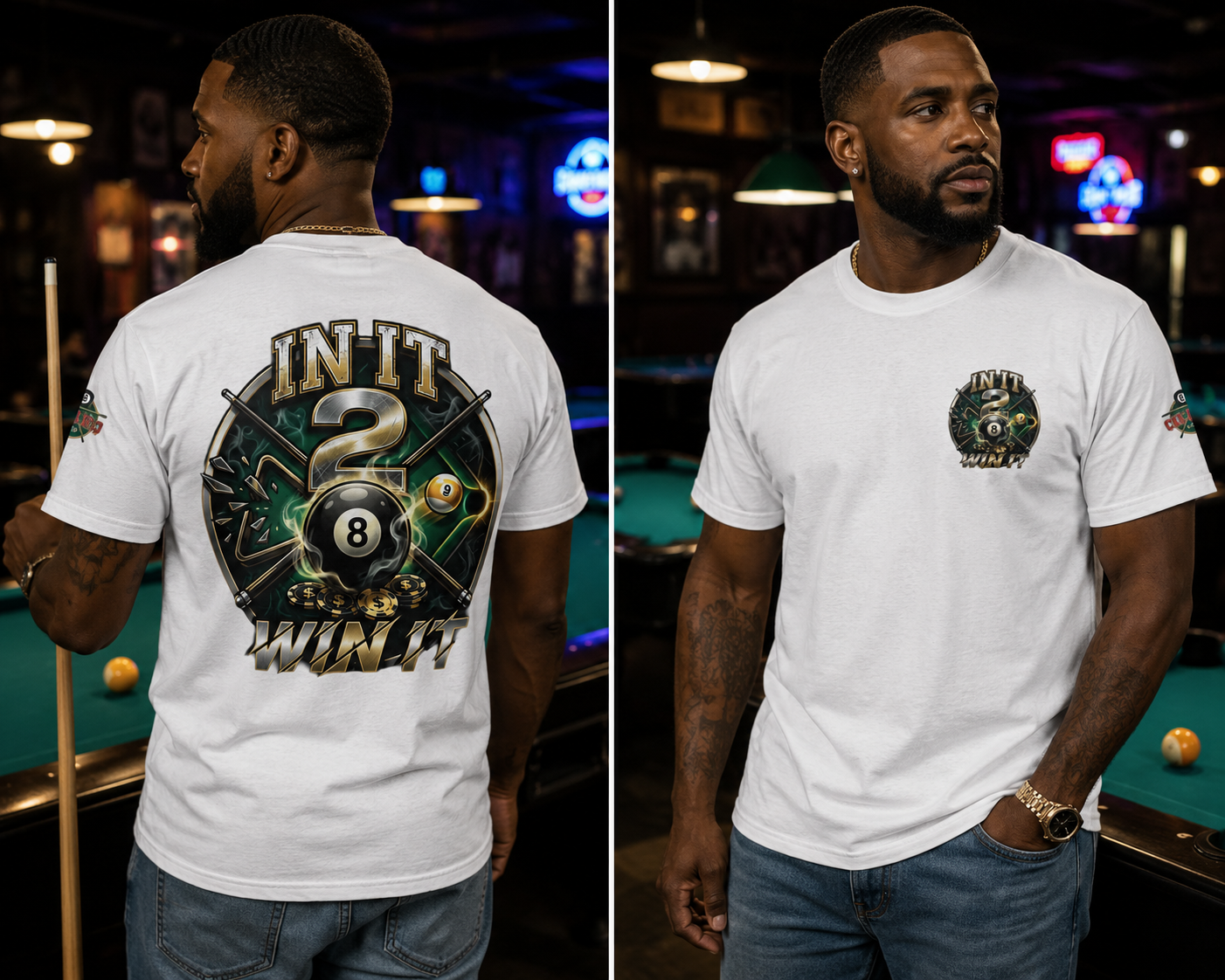 In It 2 Win It Pool Player T-Shirt | Lucky 8 Ball & 9 Ball Billiards Graphic Tee | Cue Crew Supply
