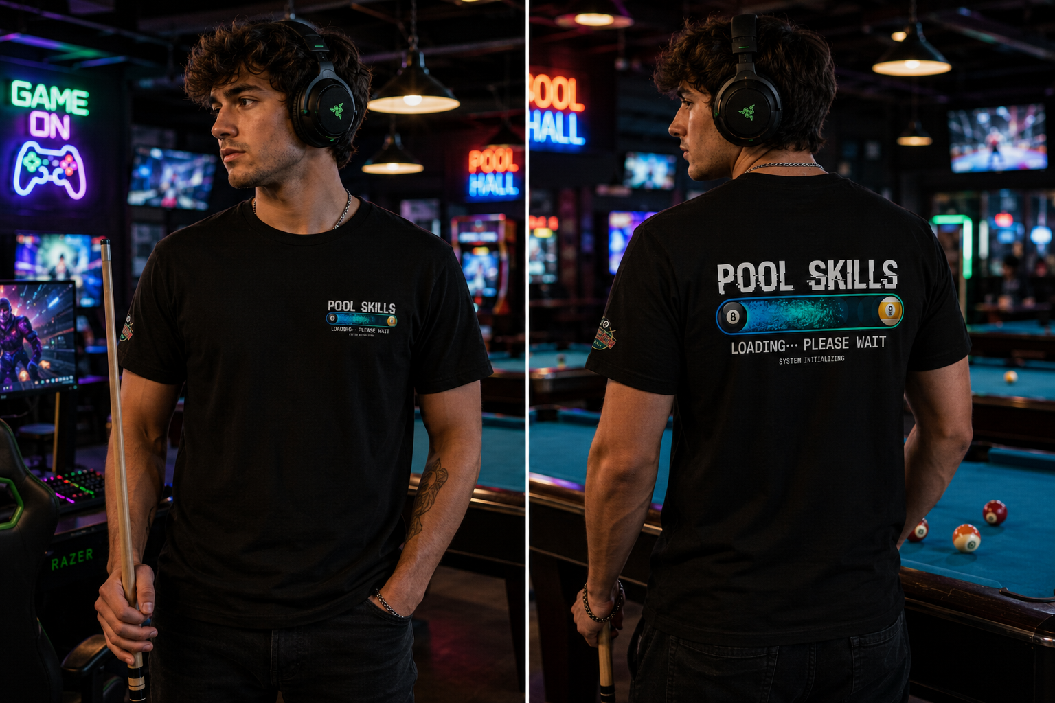 Pool Skills Loading... Please Wait Billiards T-Shirt | Funny Gamer-Inspired Pool Player Tee | Cue Crew Supply