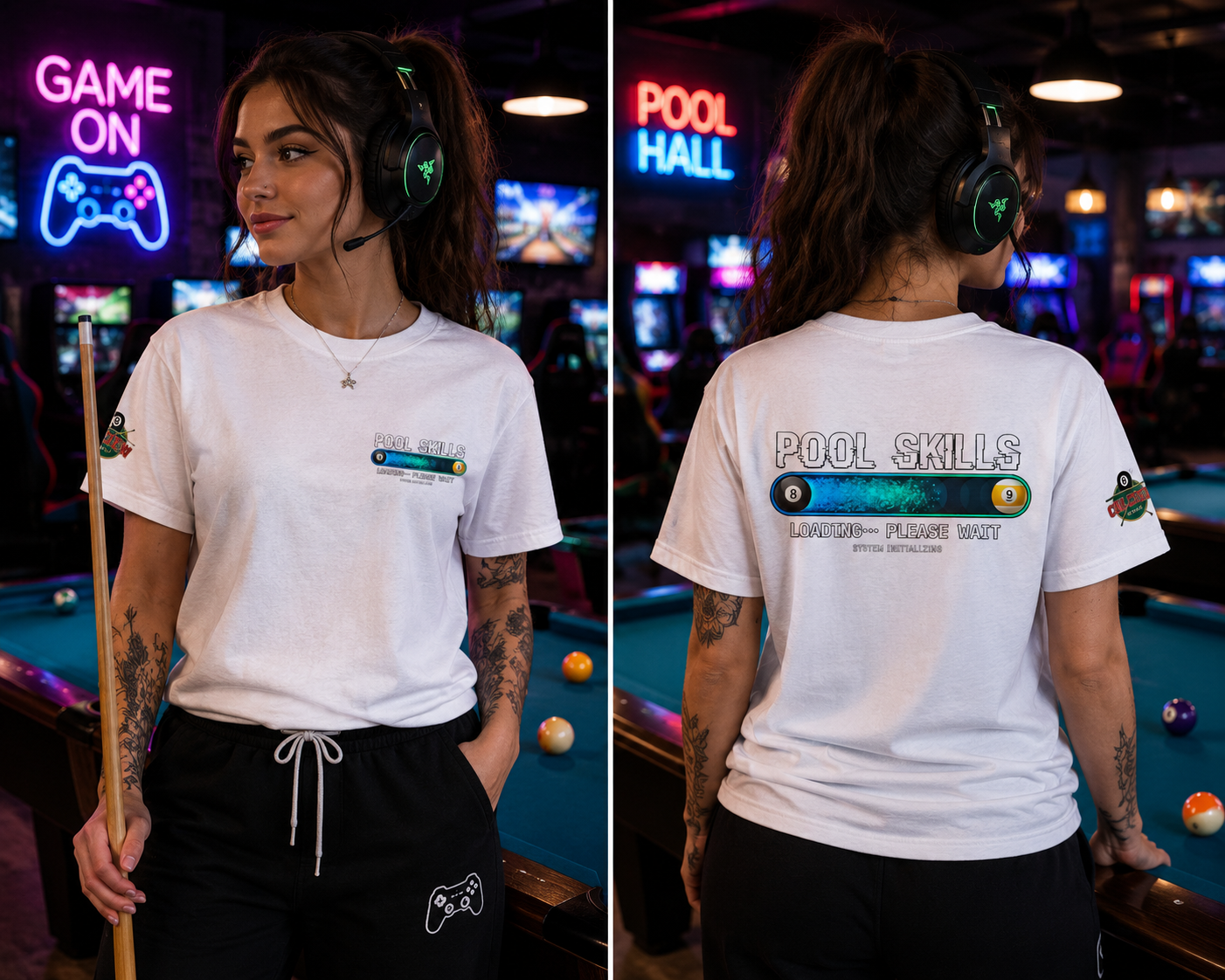Pool Skills Loading... Please Wait Billiards T-Shirt | Funny Gamer-Inspired Pool Player Tee | Cue Crew Supply