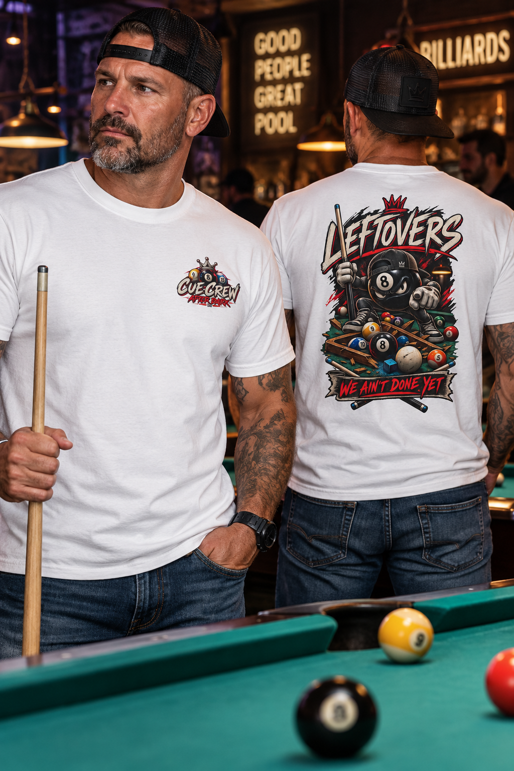 Leftovers – We Ain’t Done Yet – Cue Crew After Dark Billiards T-Shirt