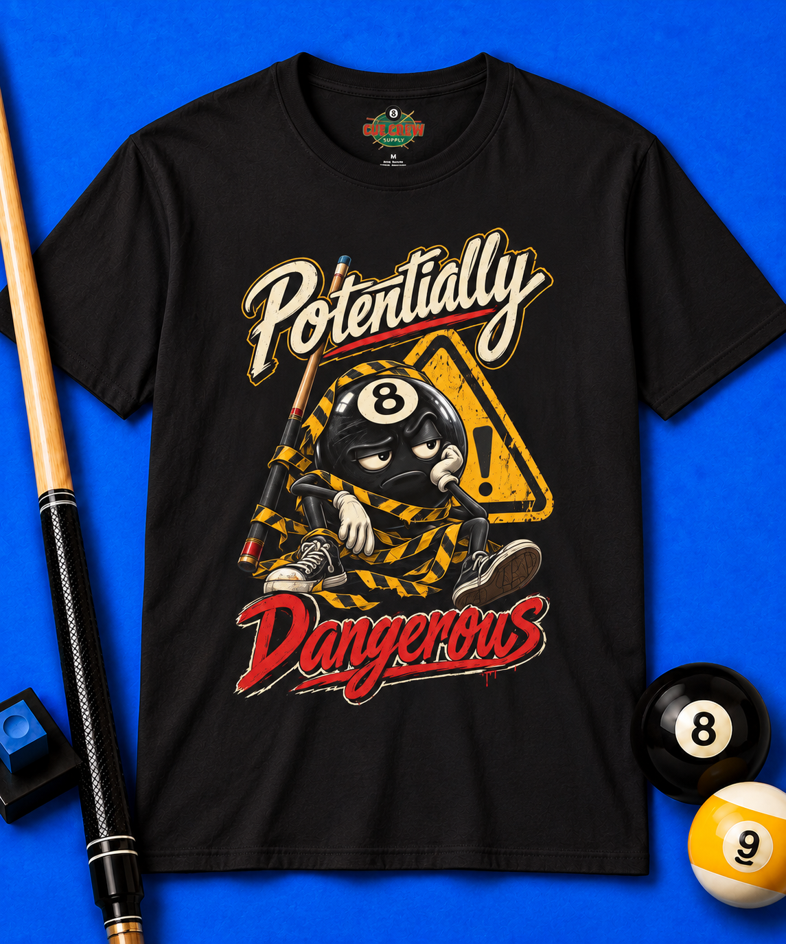 Potentially Dangerous – Funny 8-Ball Billiards T-Shirt – Pool Player Tee