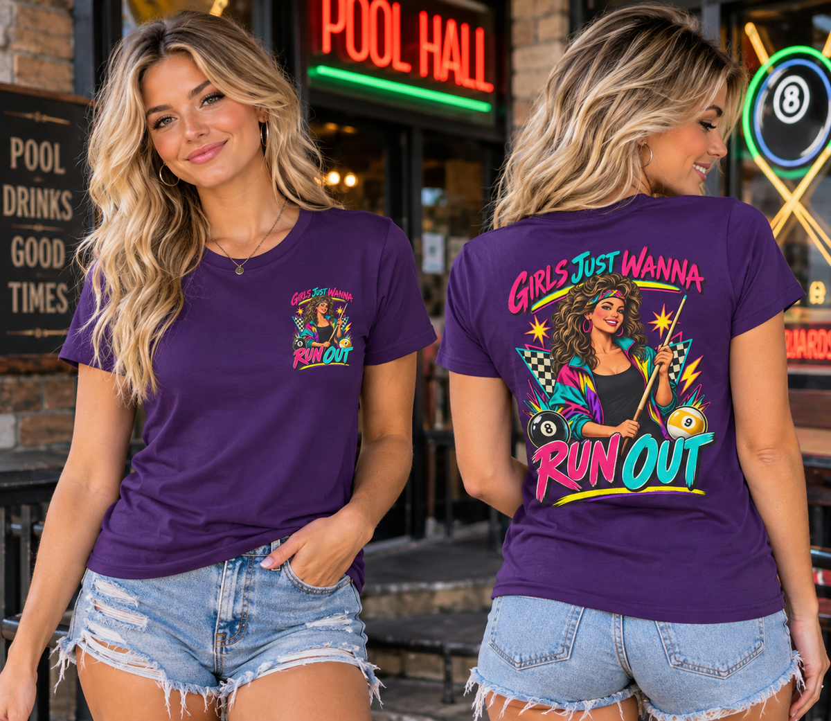 Girls Just Wanna Run Out – Women’s Billiards T-Shirt – Pool Player Tee