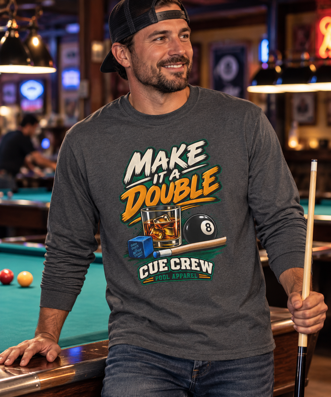 Make It a Double – Long Sleeve Billiards T-Shirt – CCS-ELST-001