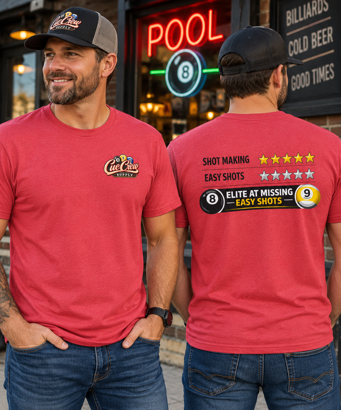 Elite at Missing Easy Shots Pool Player T-Shirt | Classic Series