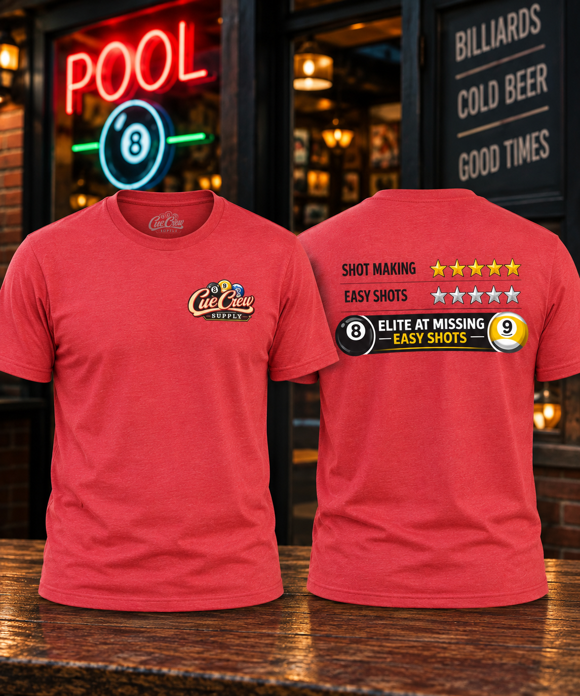Elite at Missing Easy Shots Pool Player T-Shirt | Classic Series