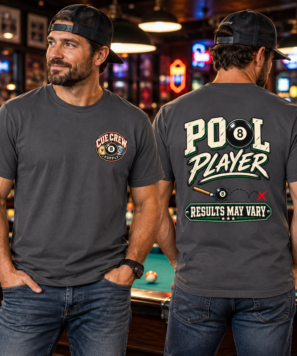 Pool Player Results May Vary Billiards T-Shirt | Classic Series CCS-CST-019