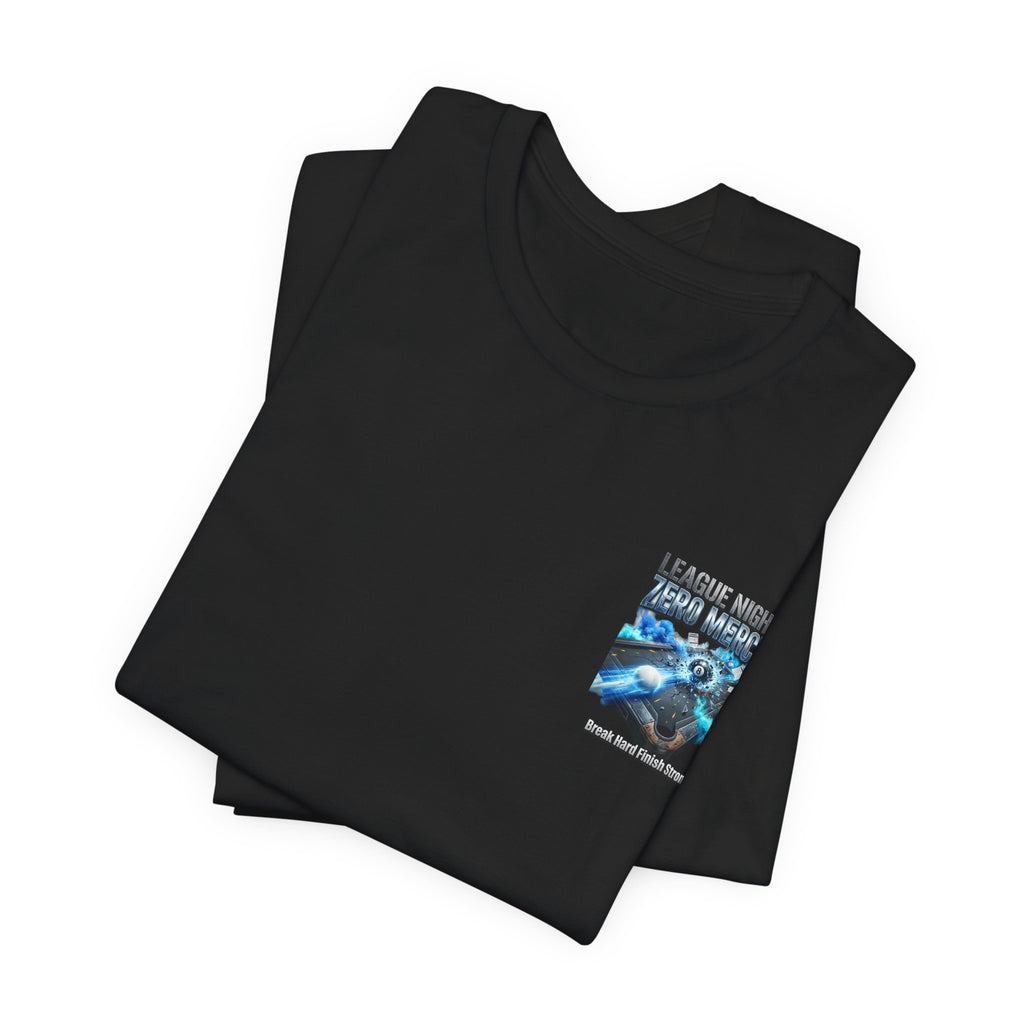 League Night Zero Mercy Pool Player T-Shirt | Funny Billiards League Tee | Front & Back Graphic | Cue Crew Supply
