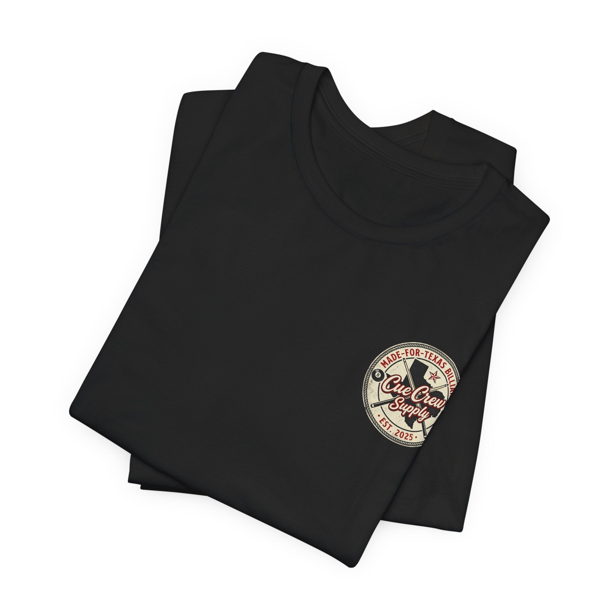 Made for Texas Billiards V2 Pool Player T-Shirt | Vintage Cue Crew Supply Texas Graphic Tee | Front & Back Print