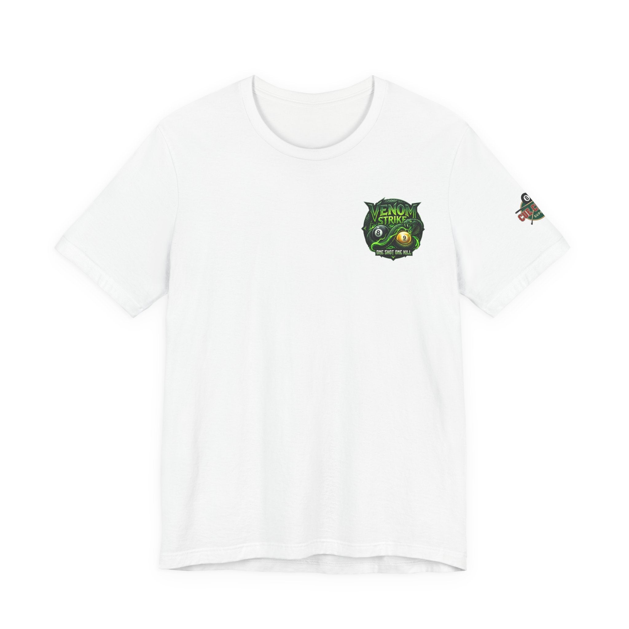 Venom Strike Pool Player T-Shirt | Snake 8 Ball & 9 Ball Billiards Graphic Tee | Front & Back Print | Cue Crew Supply