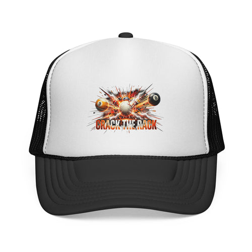 Crack the Rack Explosive Break Billiards Trucker Hat – 8 Ball & 9 Ball Pool Player Foam Snapback Cap (OTTO 39-165)