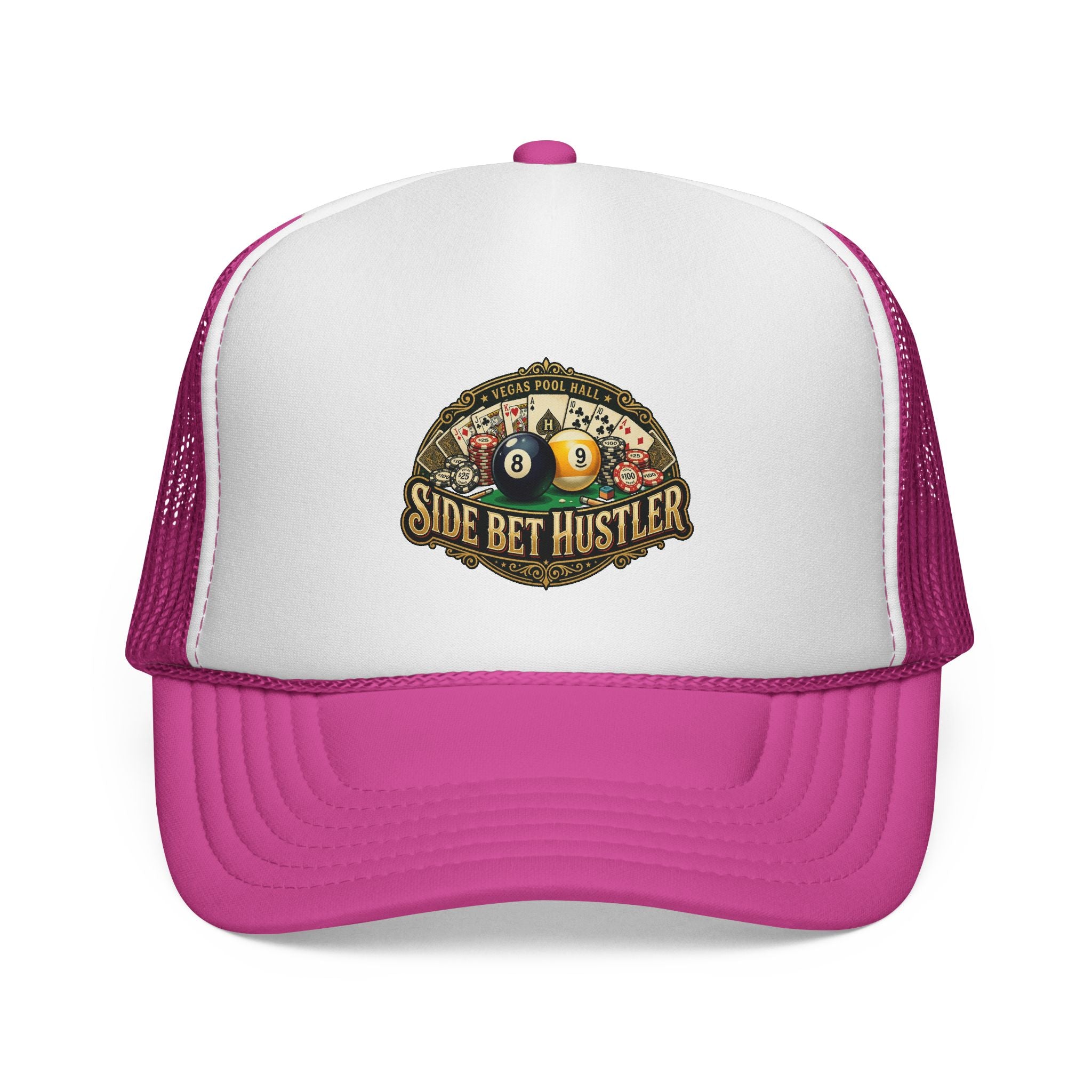 Side Bet Hustler Patriotic Billiards Trucker Hat – Pool Player Foam Snapback Cap | OTTO 39-165