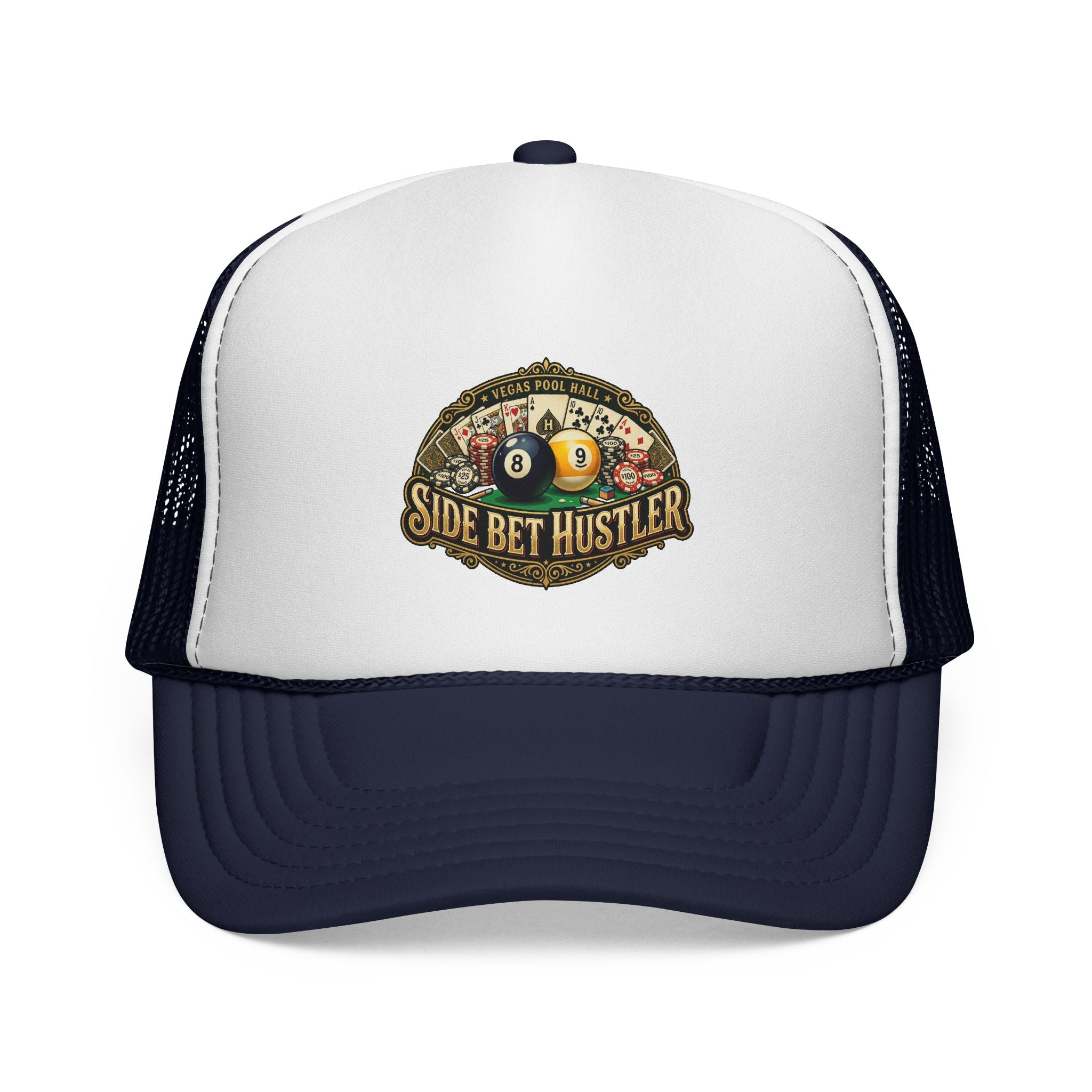 Side Bet Hustler Patriotic Billiards Trucker Hat – Pool Player Foam Snapback Cap | OTTO 39-165