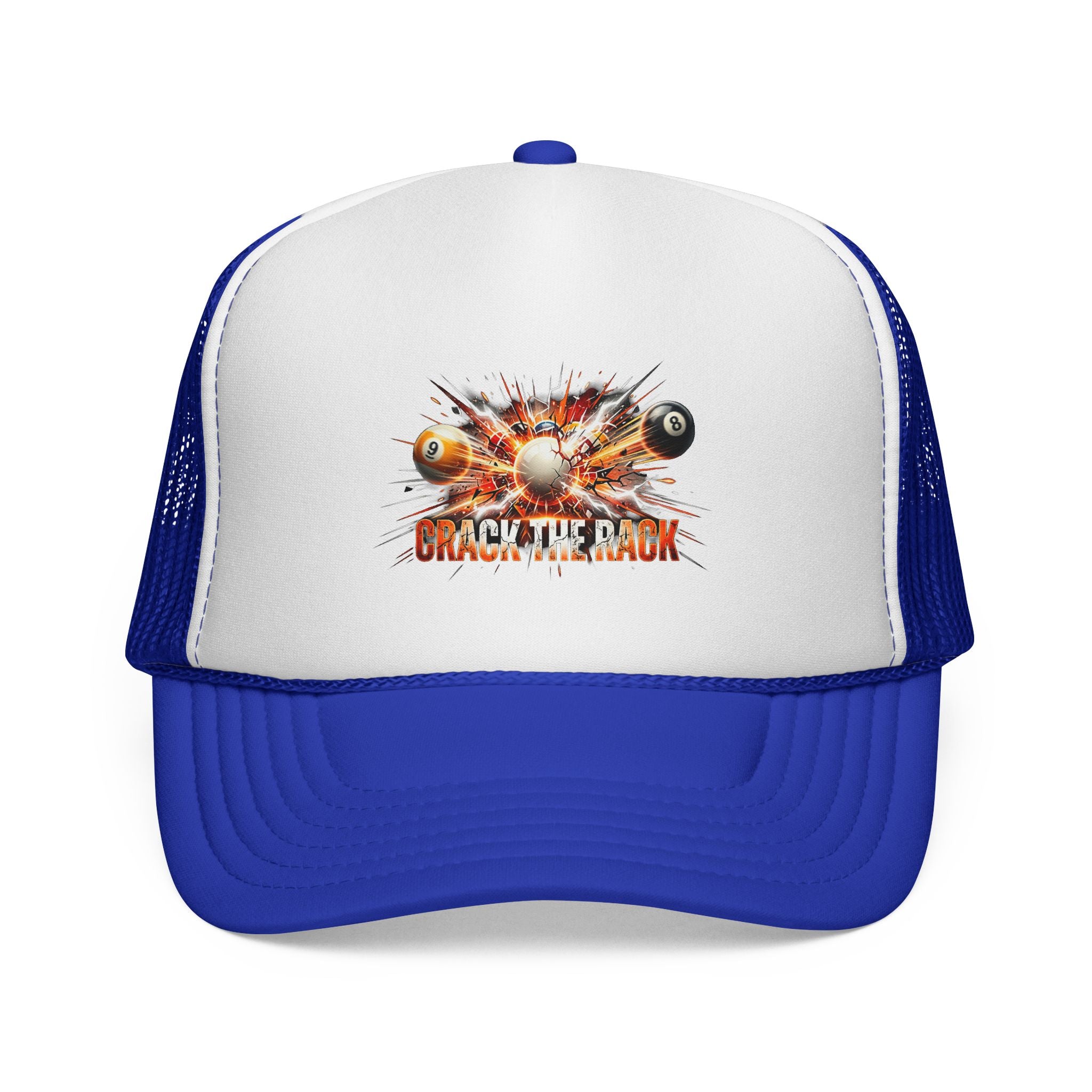 Crack the Rack Explosive Break Billiards Trucker Hat – 8 Ball & 9 Ball Pool Player Foam Snapback Cap (OTTO 39-165)