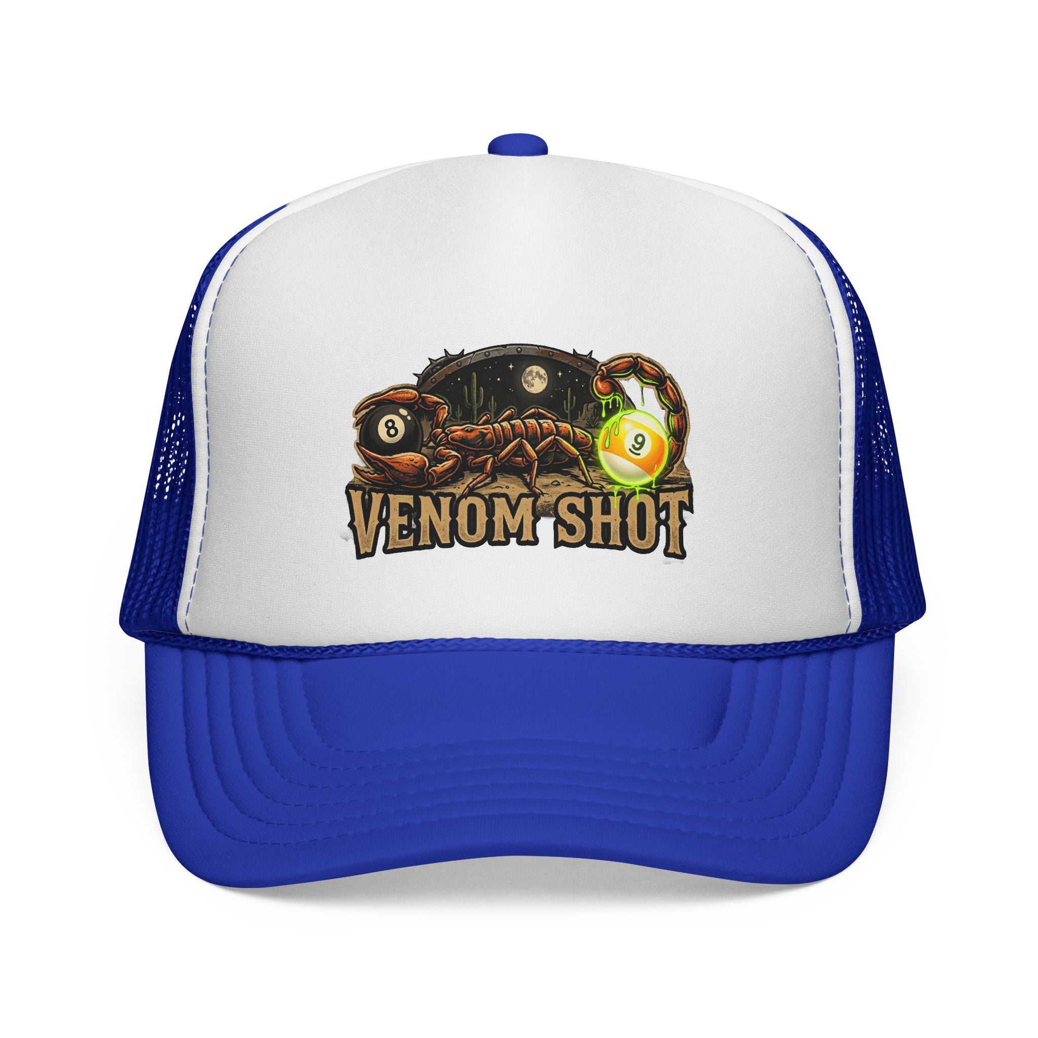 Venom Shot Scorpion Billiards Trucker Hat – Desert 8 Ball & 9 Ball Pool Player Foam Snapback Cap | OTTO 39-165