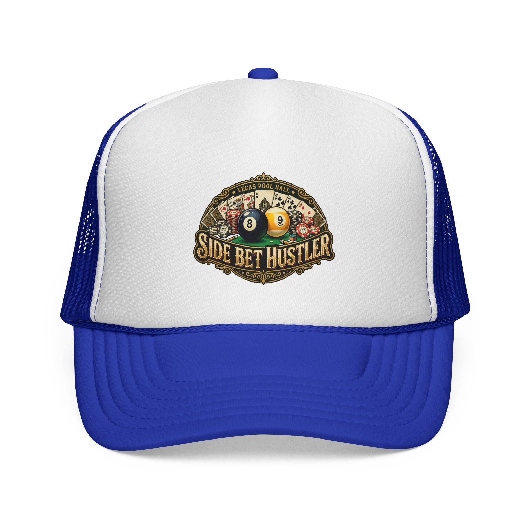 Side Bet Hustler Patriotic Billiards Trucker Hat – Pool Player Foam Snapback Cap | OTTO 39-165