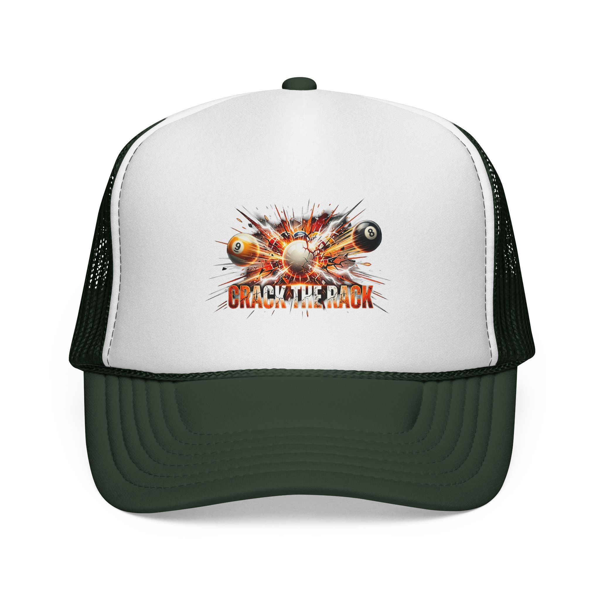 Crack the Rack Explosive Break Billiards Trucker Hat – 8 Ball & 9 Ball Pool Player Foam Snapback Cap (OTTO 39-165)