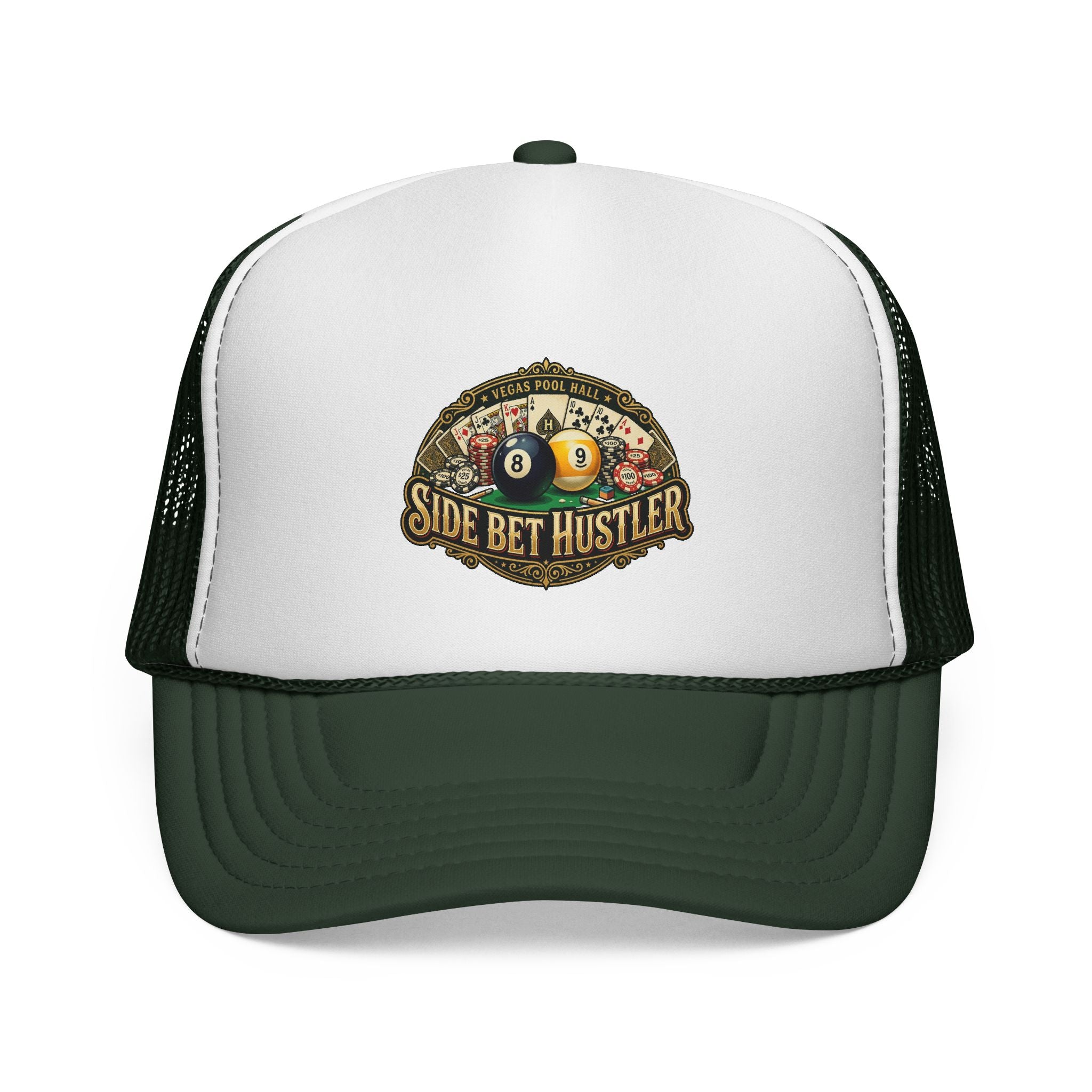 Side Bet Hustler Patriotic Billiards Trucker Hat – Pool Player Foam Snapback Cap | OTTO 39-165