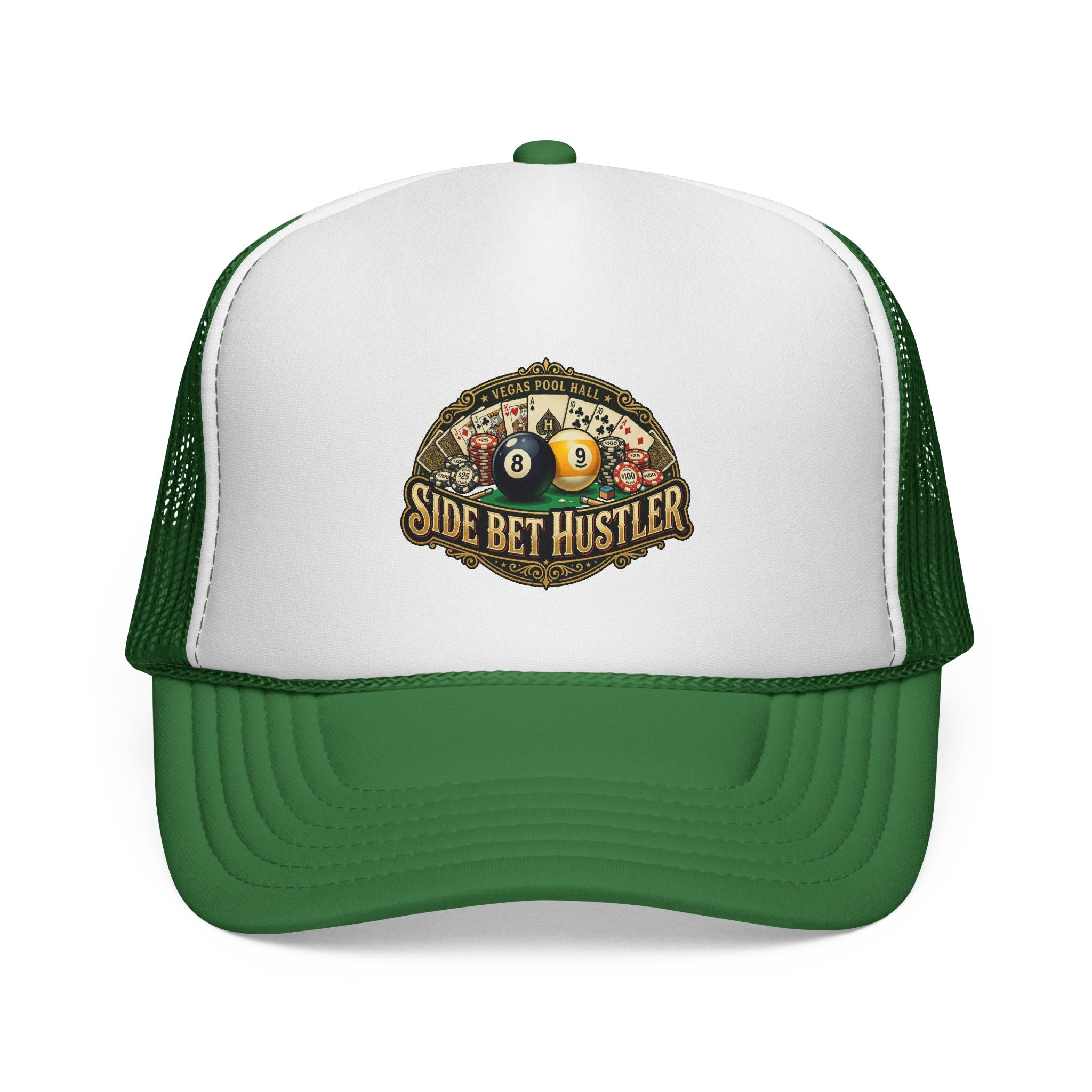 Side Bet Hustler Patriotic Billiards Trucker Hat – Pool Player Foam Snapback Cap | OTTO 39-165