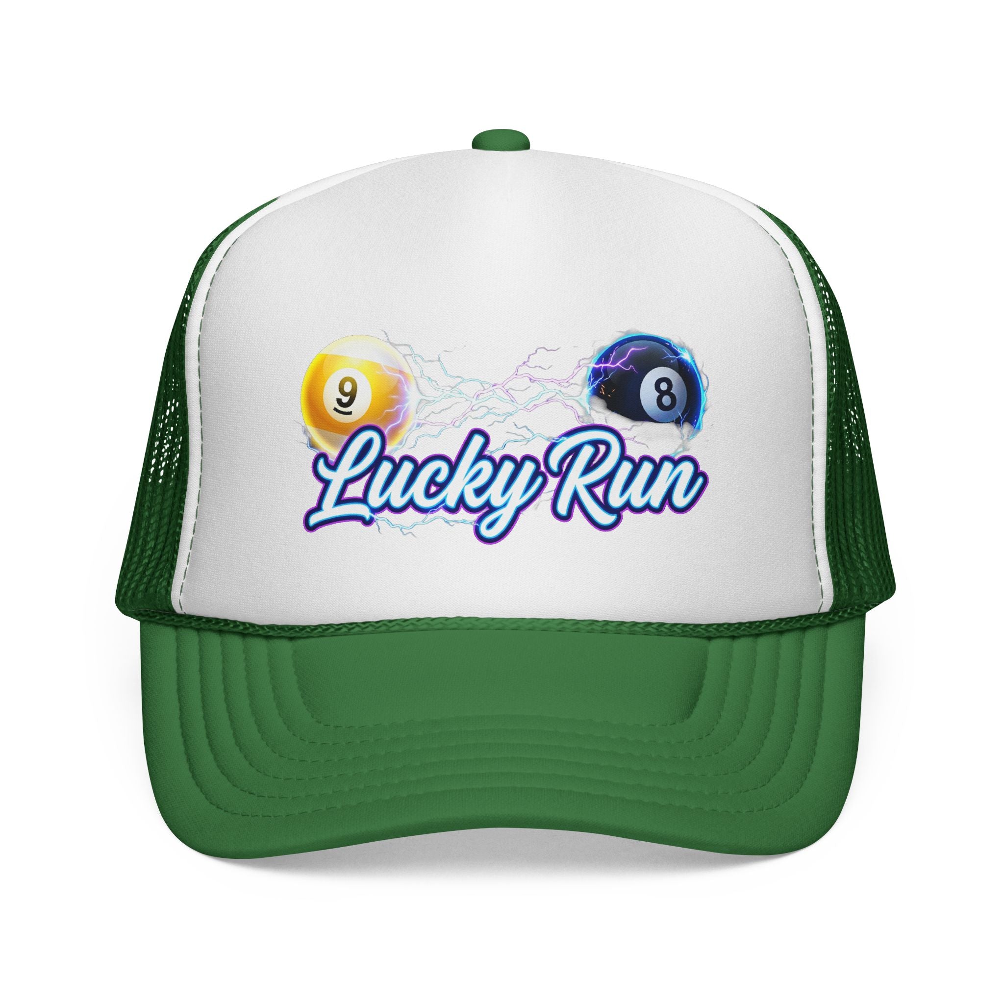 Lucky Run Electric 8 Ball & 9 Ball Billiards Trucker Hat | OTTO 39-165 Foam Snapback Pool Player Cap