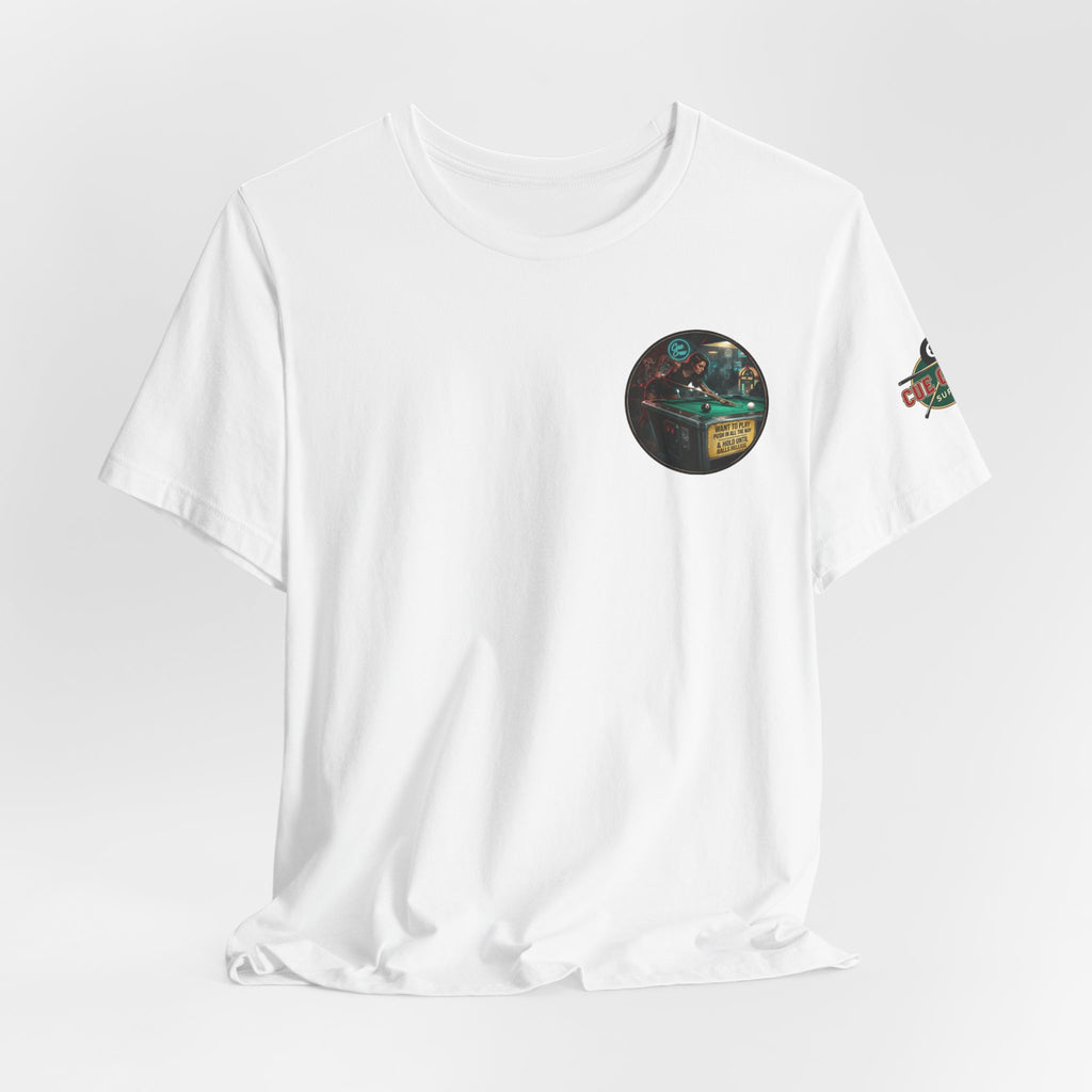 Push In All The Way Pool Player T-Shirt | Retro Arcade Billiards Graphic Tee | Cue Crew Supply