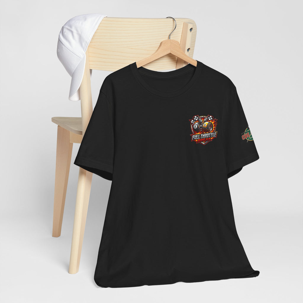 Full Throttle Break Billiards T-Shirt | Racing-Inspired Pool Player Graphic Tee | Cue Crew Supply