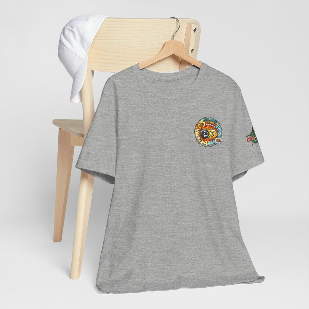 Billiard Mayhem Pool T-Shirt – Comic Style 8 Ball vs 9 Ball Graphic Tee | Cue Crew Supply