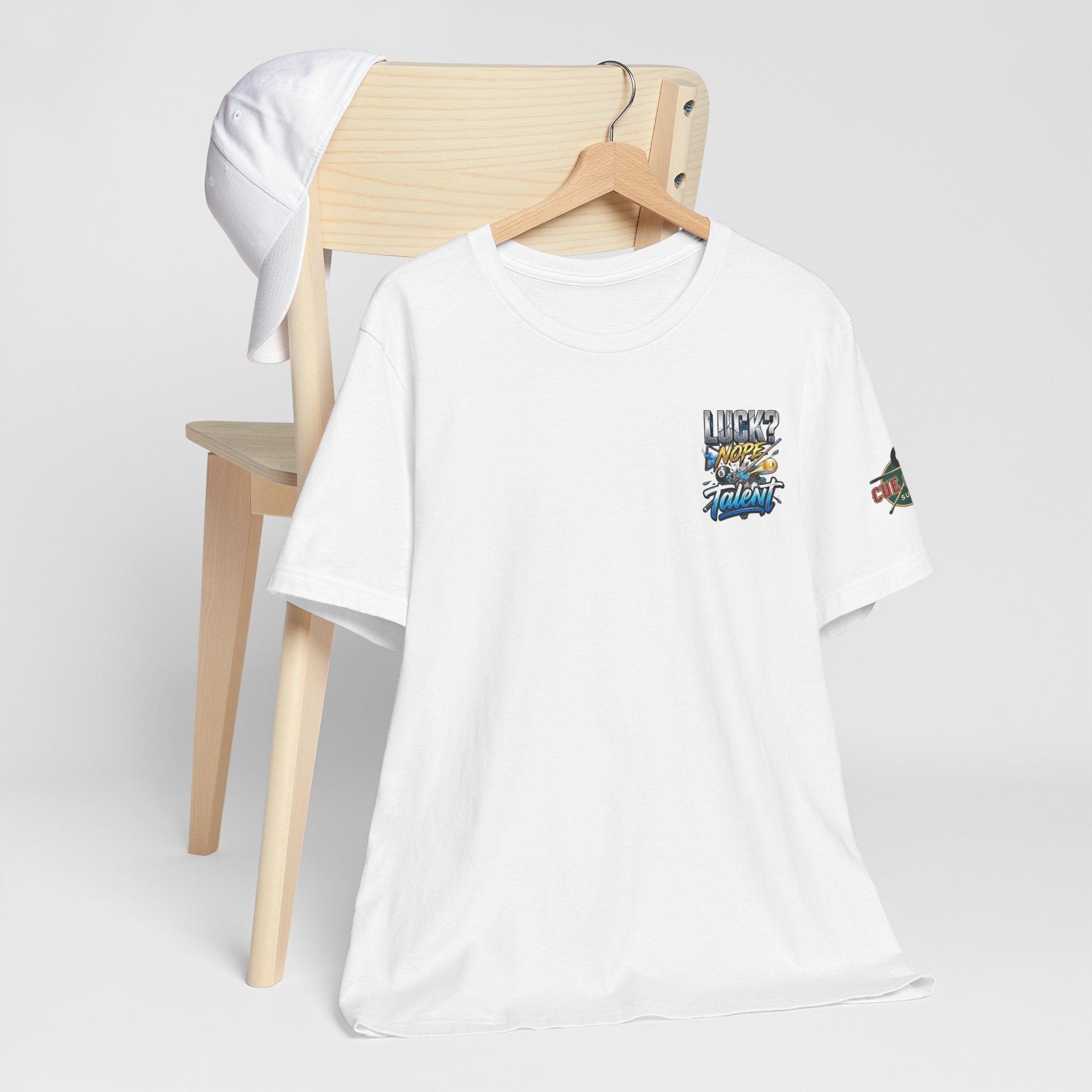Luck? Nope. Talent. Pool Player T-Shirt | Funny Billiards Graphic Tee with Front & Back Print | Cue Crew Supply