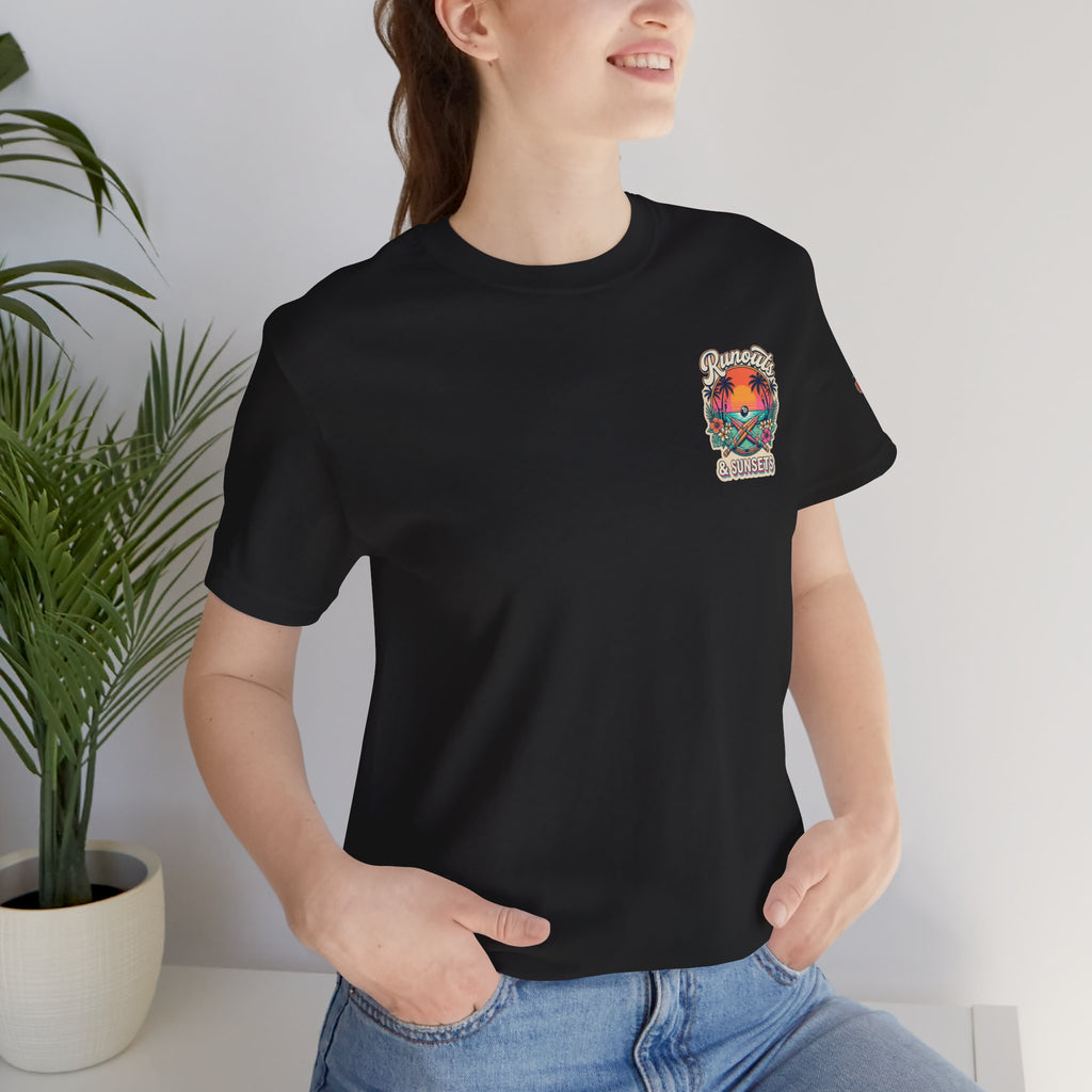 Runouts & Sunsets Pool Player T-Shirt – Tropical Billiards Graphic Tee with Front & Back Print | Cue Crew Supply