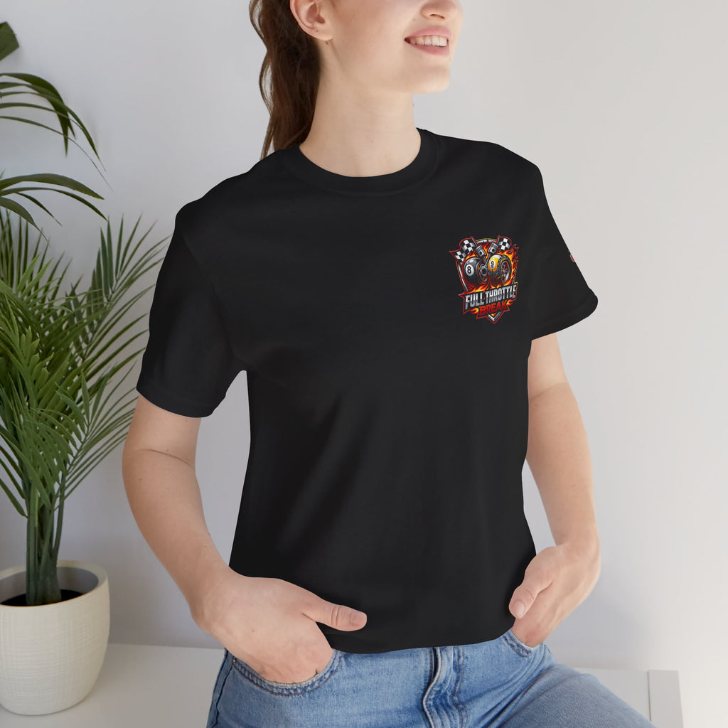 Full Throttle Break Billiards T-Shirt | Racing-Inspired Pool Player Graphic Tee | Cue Crew Supply