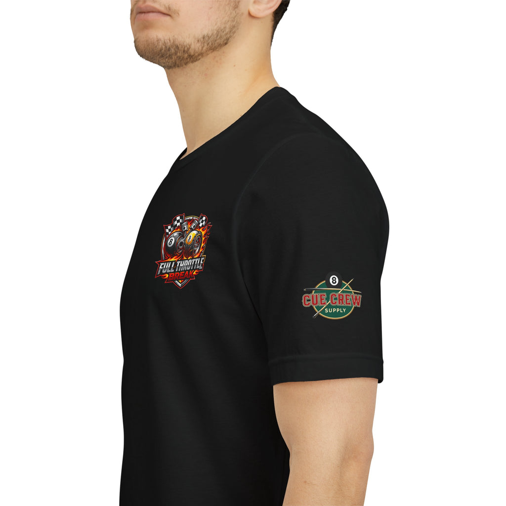 Full Throttle Break Billiards T-Shirt | Racing-Inspired Pool Player Graphic Tee | Cue Crew Supply