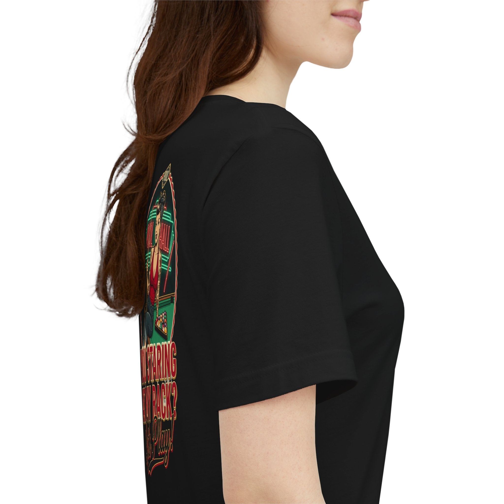 You Staring at My Rack? Let's Play! Retro Pin-Up Pool Hall Billiards Graphic T-Shirt