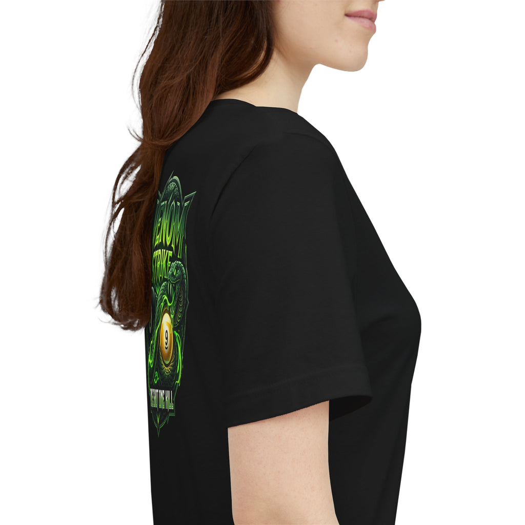 Venom Strike Pool Player T-Shirt | Snake 8 Ball & 9 Ball Billiards Graphic Tee | Front & Back Print | Cue Crew Supply