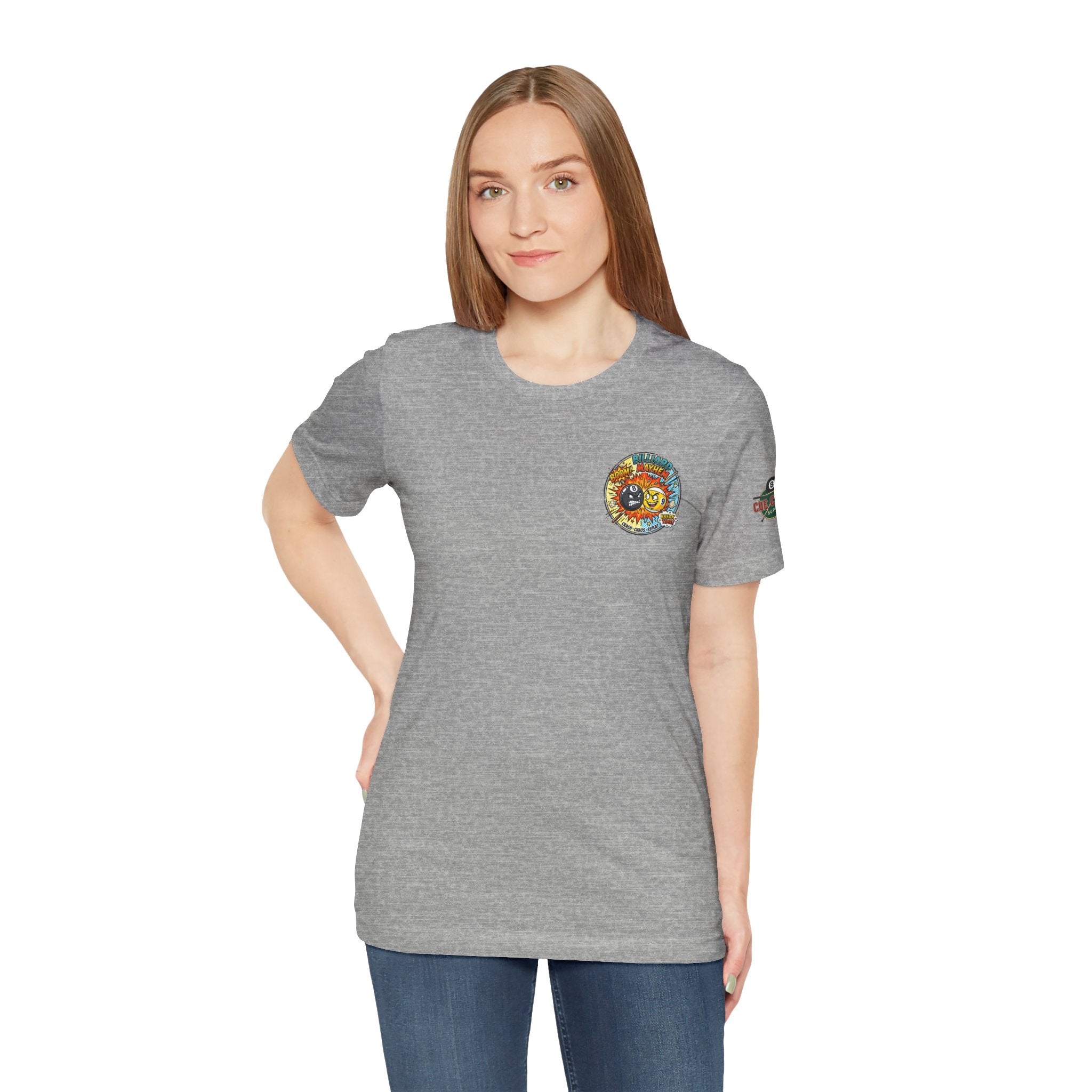 Billiard Mayhem Pool T-Shirt – Comic Style 8 Ball vs 9 Ball Graphic Tee | Cue Crew Supply
