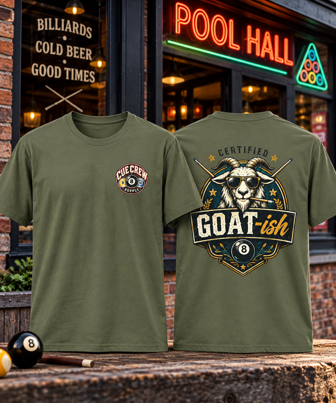 Certified GOAT-ish Funny Billiards T-Shirt CCS-CST-004