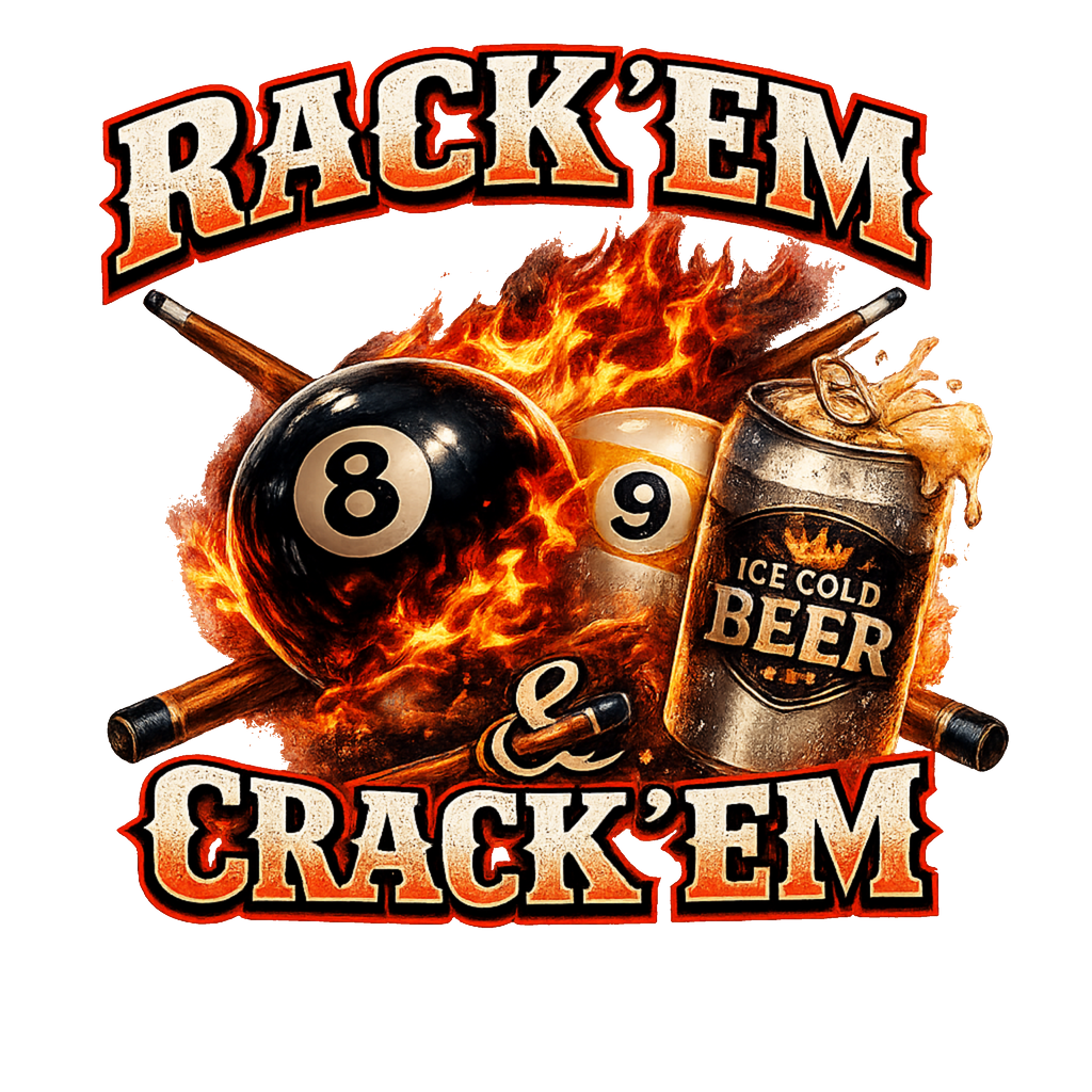 Rack 'Em & Crack 'Em Billiards Player Koozie - 12oz Can Cooler (Quantity Options Available)