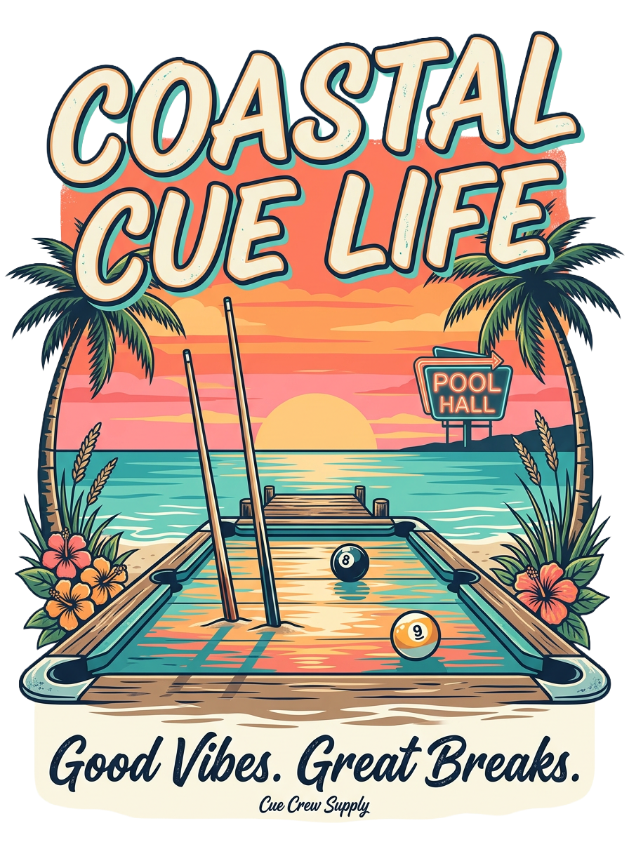 Coastal Cue Life Pool Player T-Shirt | Beach Billiards Graphic Tee | Unisex Softstyle Tee