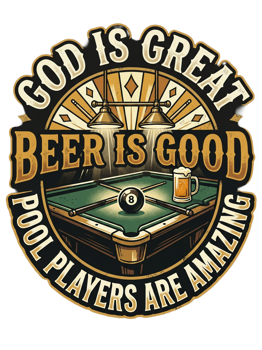 God Is Great, Beer Is Good, Pool Players Are Amazing Billiards T-Shirt | Funny Pool Hall Graphic Tee | Cue Crew Supply