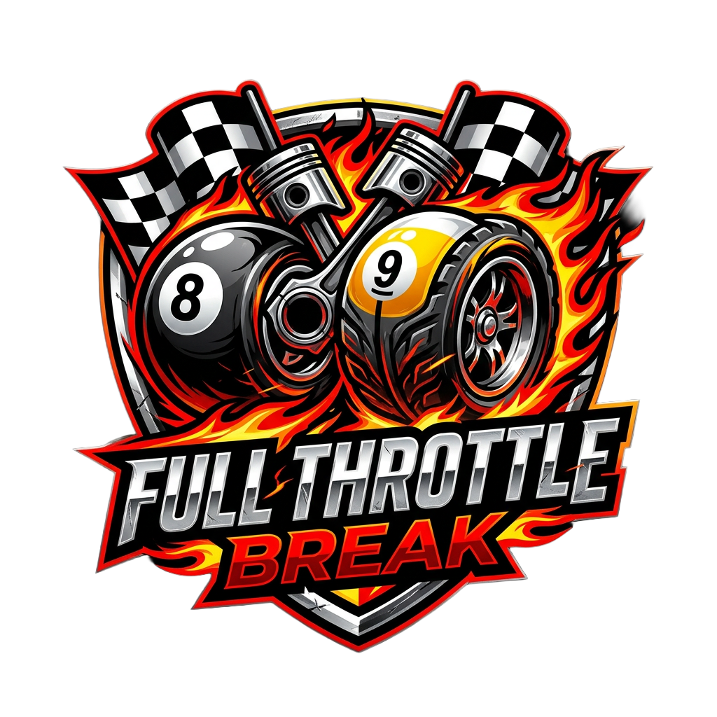 Full Throttle Break Billiards T-Shirt | Racing-Inspired Pool Player Graphic Tee | Cue Crew Supply
